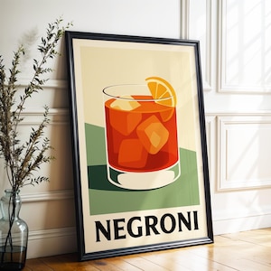 Retro negroni-cocktailprint: fine-art bardecor