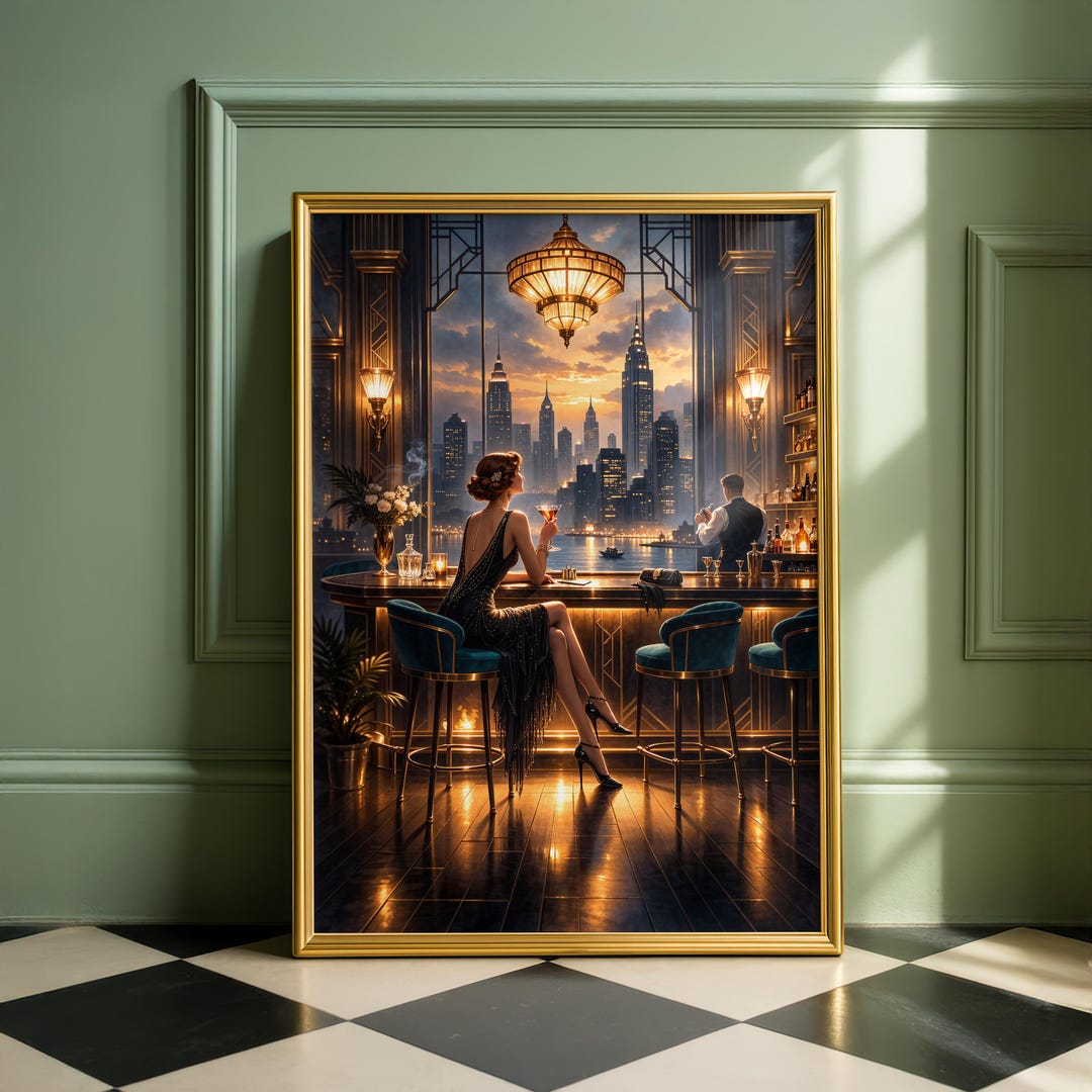 Art Deco Bar Print, 1920s Glamour Cocktail Lounge Decor (digital ...