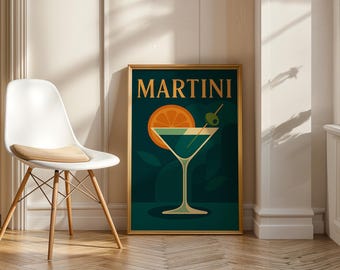 Midcentury Martini Print: Retro Cocktail Bar Art (Digital Download)