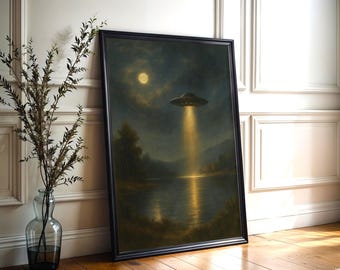 Surreales UFO Lake Poster: Barocke Entführung durch ein Alien (Digitaler Download)