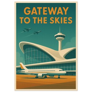 Retro Aviation Poster: Mid-Century Modern Airport Art Print image 11
