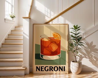 Retro Negroni Cocktail Print: Fine Art Bar Decor