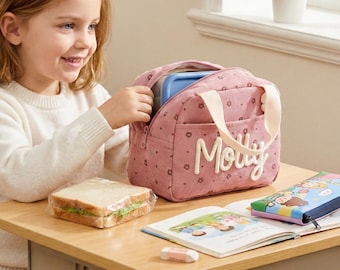 Custom Kids School Lunch Bag - Personalized Strawberry Insulated Tote, Holiday Gift Lunchbag for Preschool & School Kids