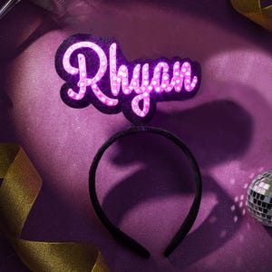 Personalisierte Neon-LED-Stirnband - Individuell anpassbar für Geburtstagsfeiern, Junggesellinnenabschiede, Konzerte und zur Unterstützung von Fans