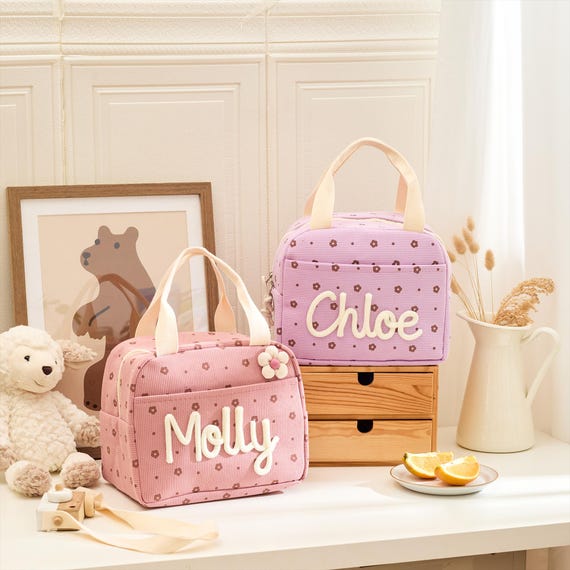 Personalized Kids Lunch Bag with Name - Strawberry School Lunch Tote, Insulated Preschool Lunchbag, Back to School Gift for Toddlers