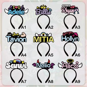 Fascia per capelli esclusiva personalizzata per concerti e fan/Accessorio di supporto personalizzato/Punto focale luminoso della festa! Fascia per capelli scintillante con nome