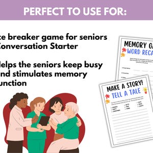 Dementia Cards, Brain Game, Alzheimer's Memory Game, Dementia Conversation Starters, conversation starter for seniors, memory activities for seniors, dementia friendly games, dementia games printable