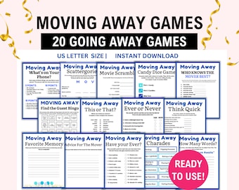 Going Away Party Games-20 Moving Away Games, Farewell party bundle, Going Away Party Games For Adults & Kids, Bon Voyage, Relocation games