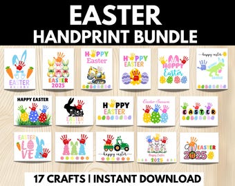 Easter Handprint Art Bundle, Easter Keepsake, Easter Footprint Craft, DIY Easter Craft, Easter Printable, Kids, Toddler Easter Activity