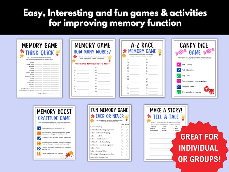memory games for seniors, printable games for seniors, dementia activities for adults, dementia activities for seniors, senior icebreaker game, dementia, printable activities for dementia, parkinsons games,