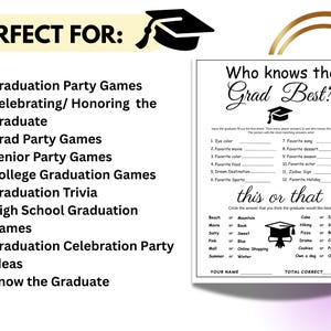 Graduation Game Who Knows the Graduate Best Download, How Well Do You Know the Graduate Card, Fun Graduation Quiz for Her and Him
