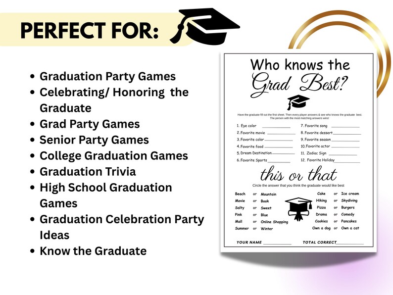 Graduation Game Who Knows the Graduate Best Download, How Well Do You Know the Graduate Card, Fun Graduation Quiz for Her and Him