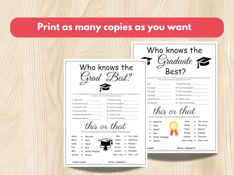 grad party games, college graduation games, would the graduate rather, know the graduate, graduation games for her, graduation games for him, college grad games, who know the graduate game,