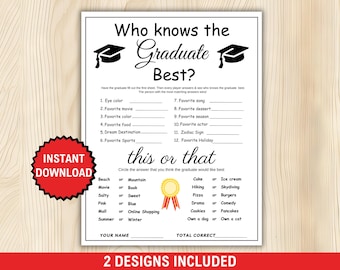 Graduation Game, Who Knows the Graduate Best, Graduation Trivia Game, How Well Do You Know the Grad, Printable 2026 Graduation Party Game