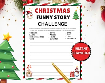 Christmas Story Games, Christmas Challenge Game Cards, Fun Holiday Story Game Cards for Kids, Classroom, Seniors, Teens, Ladies, Coworkers