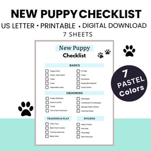 New Puppy Checklist, Puppy Supplies List, Puppy Printable, Checklist for New Puppy, Puppy Essentials, New Puppy Shopping List