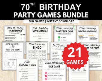 70th Birthday Party Games Bundle, Who Knows the 70 Year Old Best Game, 70th Birthday Games for Him and Her,Left Right Game,70th Party Ideas