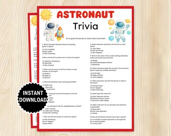 Astronaut Trivia Game, Space Trivia, Astronaut Birthday Games, Astronaut Baby Shower, Space Theme Birthday, Bridal Shower,Astronaut Activity