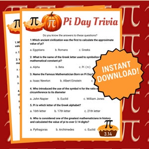 Pi Day Trivia, Pi Day ideas for Teachers, Classroom Pi Day Activity, Pi Day Party, Math Activities, Trivia Question Quiz, Pi Day Game,Pi Day