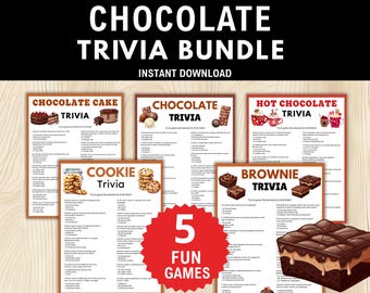 Chocolate Trivia Game Bundle, Chocolate Party Ideas, Fondue Bar, Game for Chocolate Baby Shower, Bridal Shower, Birthday,Dessert Party Ideas