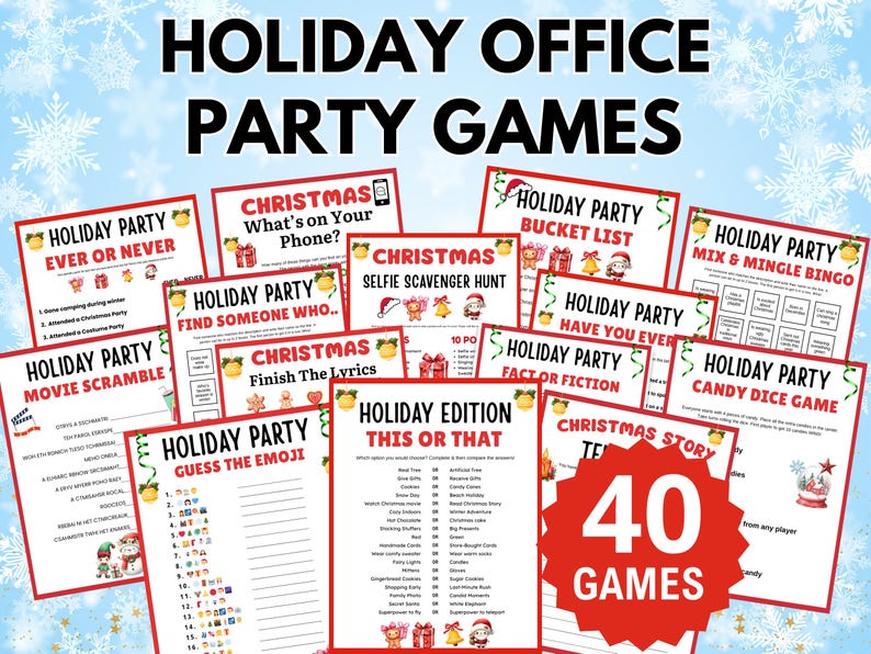 Holiday Office Party Games, Christmas Office Party Game Bundle