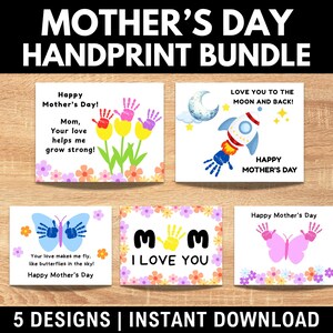 Muttertags Handabdruck Bundle, Geschenk für Mama, Muttertagskarte, Kindertagesstätte Schmetterling, Muttertagsgedicht, 5 Designs