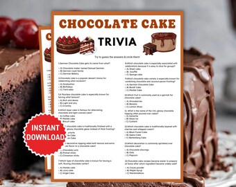 Chocolate Cake Trivia Game, Dessert Party Ideas, Chocolate Fondue Bar, Cake Theme Birthday Party, Baking Trivia, Sweet Treat Game, Cake Quiz