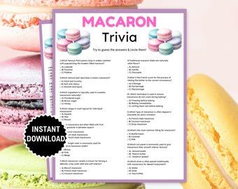 Macaron Trivia Game, Paris Party Game, French Theme Party, Paris Bridal Shower, Paris Birthday Party, Macaron Bar Ideas, Macaron Activity