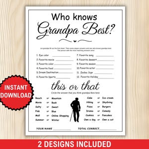Who Knows Grandpa Best Game, Grandpa Birthday Games, Grandpa Trivia Questions, Grandparent&#39;s Day Game, Granddad Games, 2025 Fathers Day Quiz