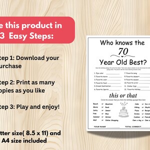 70th birthday activities,  70th Birthday party ideas,  70th birthday paper games, would the 70 year old rather, know the 70 year old,  70th birthday games for her,  70th birthday games for him,