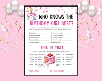 Chi conosce meglio la festeggiata, Quanto bene conosci la festeggiata, Gioco per la festa di compleanno, Attività questionario di compleanno