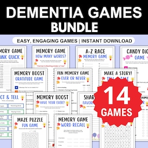 dementia games, dementia game bundle, dementia activity, elderly activities, spring activities for seniors, printable think fast game, think quick game, memory game for adults, Dementia Games Bundle -14 Fun Games, Brain Games, Memory Activities, Elderly game, Memory Game for Seniors, Adults