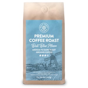 Organic Bali Blue Moon Coffee - Medium to Dark Roast Ground - Fresh Low Acidic Breakfast Brew