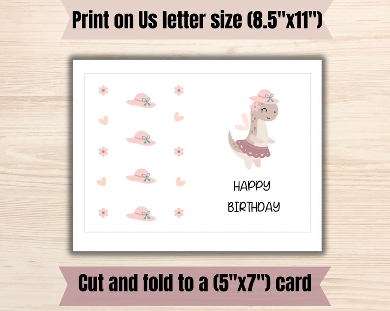 Dinosaur Birthday Card Kawaii Printable Birthday Card - Etsy
