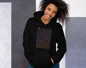 Slick Geometric Graphic unisex hoodie with dickie birds