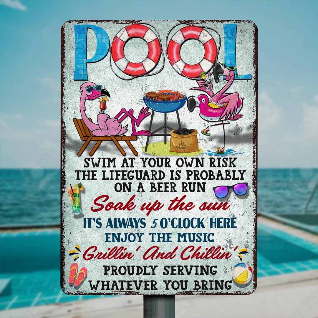 Pool Metal Sign Poolside Sign Poolside Decor Pool Etsy