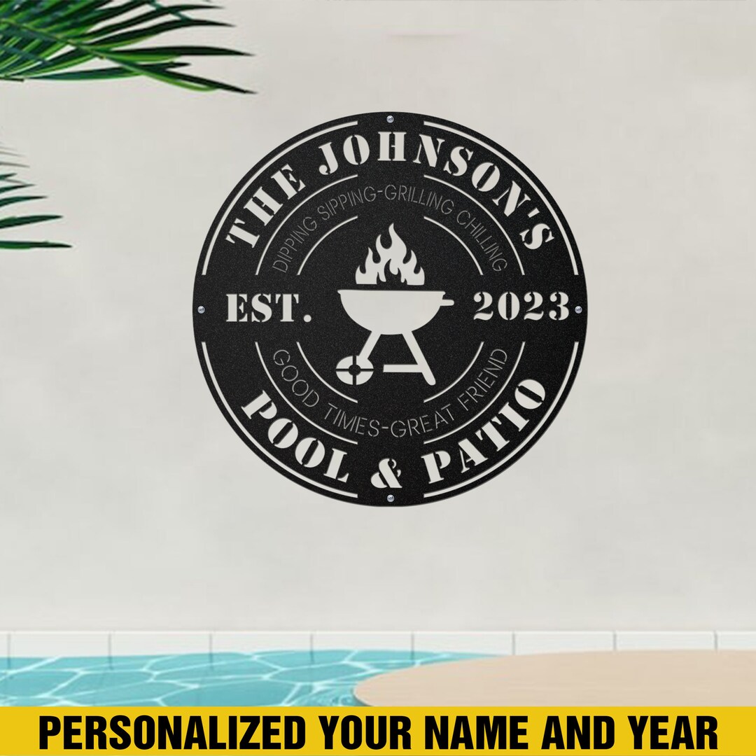 Personalized Pool and Patio Metal Sign Custom Pool Sign Pool Etsy