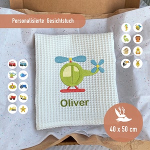 Waffle towel for children with name and motif, 40 x 50 cm. Personalized gift, cotton towels