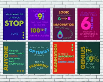 Citazioni di Einstein, poster sul posto di lavoro, citazioni di consigli di vita, ispirazione, motivazione, affermazioni