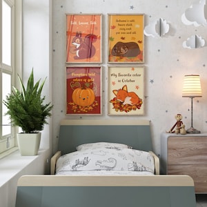 Otoño Otoño Carteles Niños Otoño Aula Decoración Otoño Zorro Ardilla Calabaza Diseños Personalizable Descarga Instantánea Otoño Diversión Otoño Hojas Colores