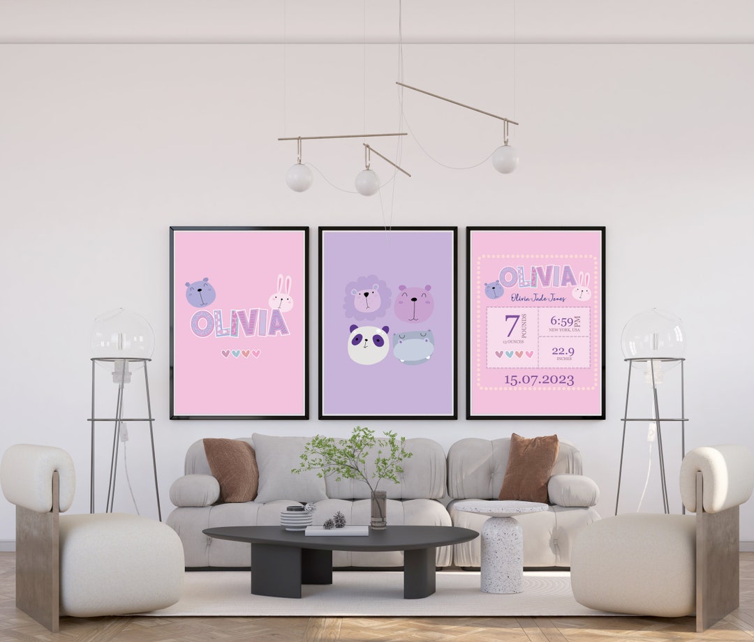 Personalized Baby Birth Announcement Print: Custom Nursery Wall Art ...
