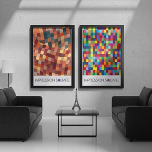 Zeitgenössische Kunst Poster Geometrische Kunst, Moderne Kunst, Wanddekoration, Zeitgenössisch, Arbeitsplatz Dekor, digitales Poster Quadrate Serene entspannende Kunst