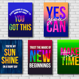 Positive Affirmations Poster Set: Inspirational Wall Art (Digital Download)