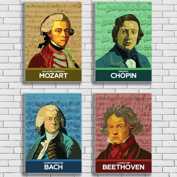 Classical Composers Posters Classical Music Composers Posters Printable, Digital Mozart Bach Chopin Beethoven Music Classroom Decor Classics