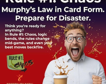 Divertido juego de cartas para fiestas: un juego de caos trepidante con giros inesperados. Diversión con la Ley de Murphy para familias, amigos, actividades de trabajo en equipo y noches de juegos.