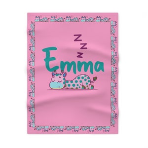 Personalized Soft Fleece Baby Blanket Baby Girl cute snuggly design baby&#39;s name customised name and a baby animal favorite blanket