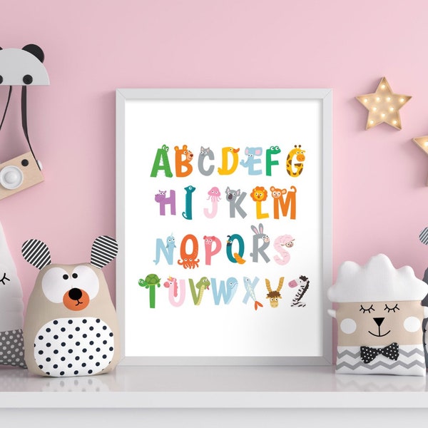 Alphabet Kids ,Nursery Wall Art,Educational wall art,Homeschool Prints, ABC  kids room decor Classroom Decor ideas Neutral Kids Nursery