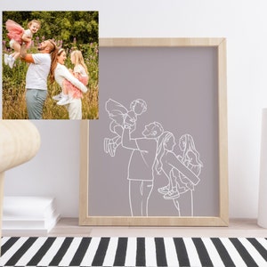 Custom Minimalist Illustration| Drawing From Photo|Custom Couple Portrait| Line Illustration |Line Art Portrait with pets | Birthday Gift