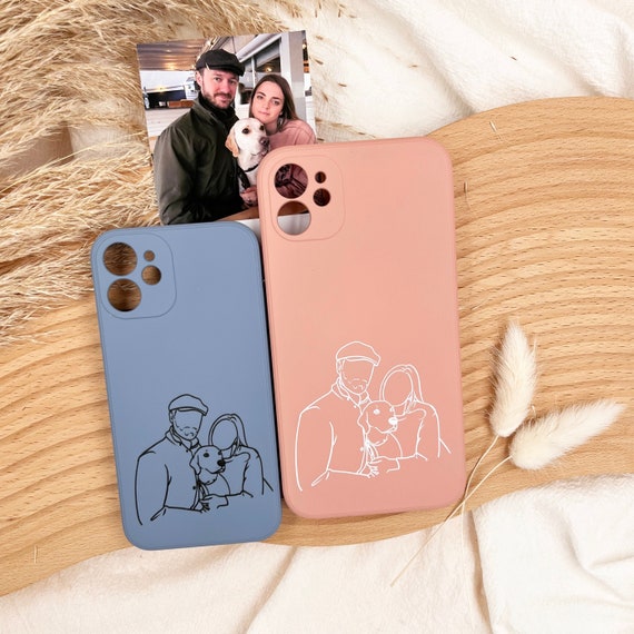 Custom Line Art Phone Case | Personalised iPhone Samsung case | Matching Phone Case for couples |Custom illustration phone cases from photo