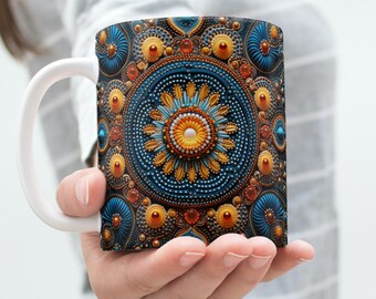 Aboriginal Dot Painting, Beading art, Australian Aboriginal png, Beading Mugs png, Aboriginal Tumbler Png, Pillow png, beading Patchwork png